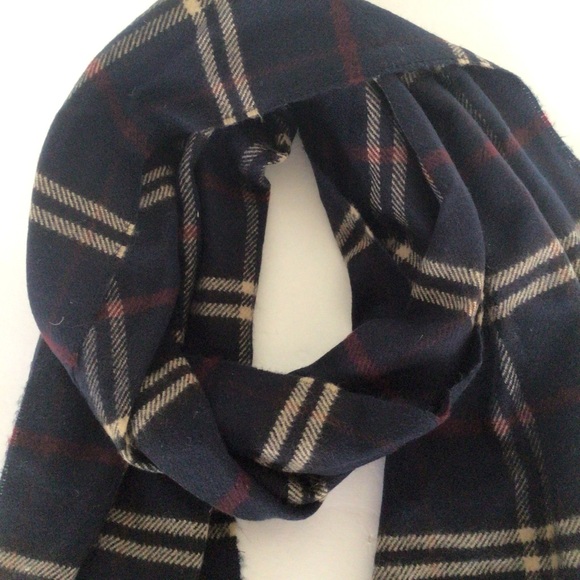 TARTAN PLAID NAVY BLUE SCARF UNISEX - Picture 8 of 12